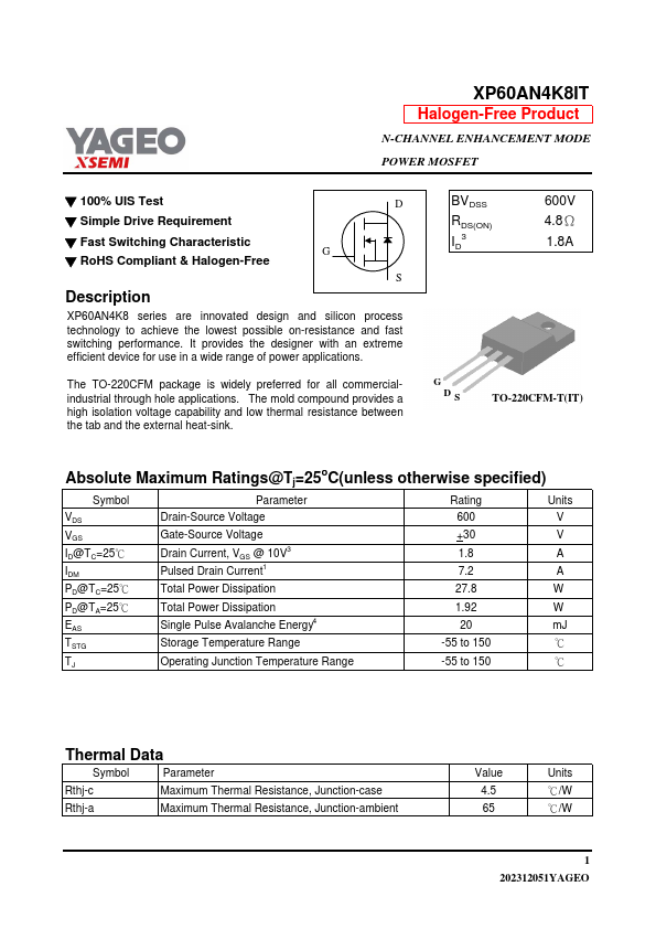 XP60AN4K8IT Datasheet Preview