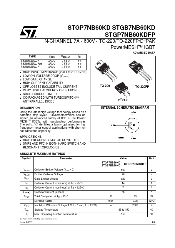 STGP7NB60KD
