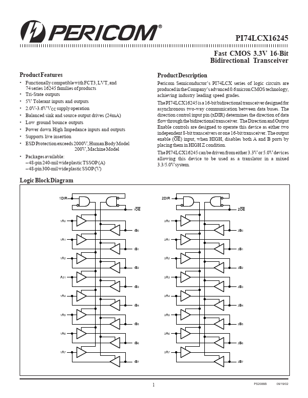 PI74LCX16245