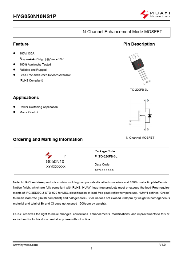 HYG050N10NS1P Datasheet Preview