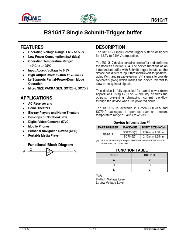 RS1G17 Datasheet Preview