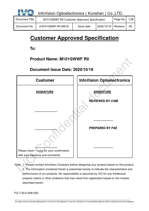 M101GWWF-R0 Datasheet Preview