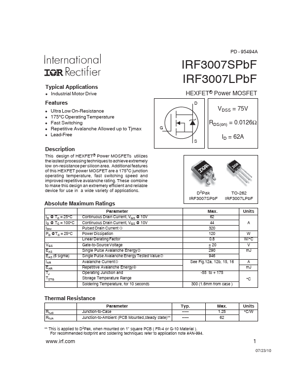 IRF3007LPBF