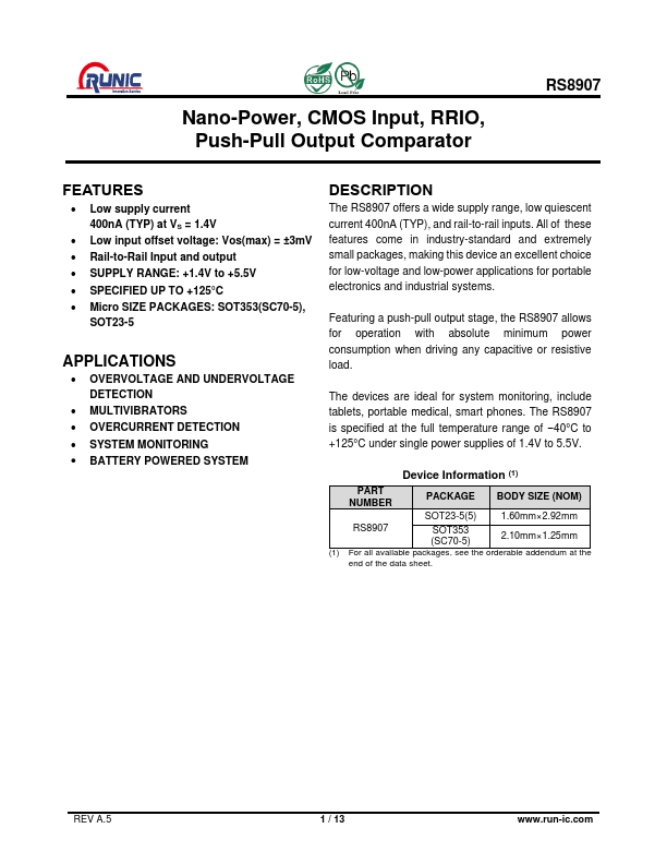 RS8907 Datasheet Preview