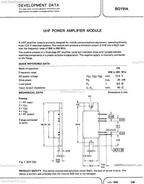 BGY91A Datasheet Preview