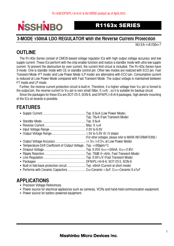 R1163K281E Datasheet Preview