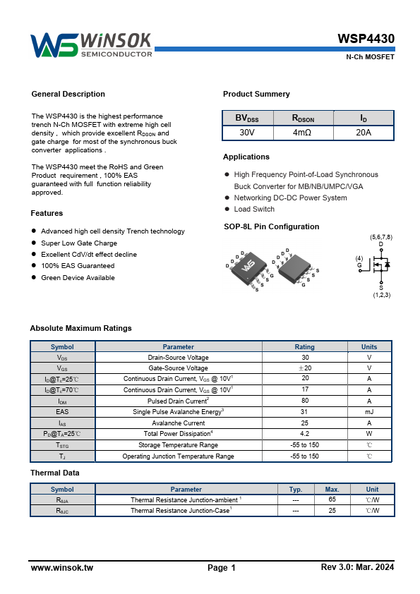 WSP4430 Datasheet Preview