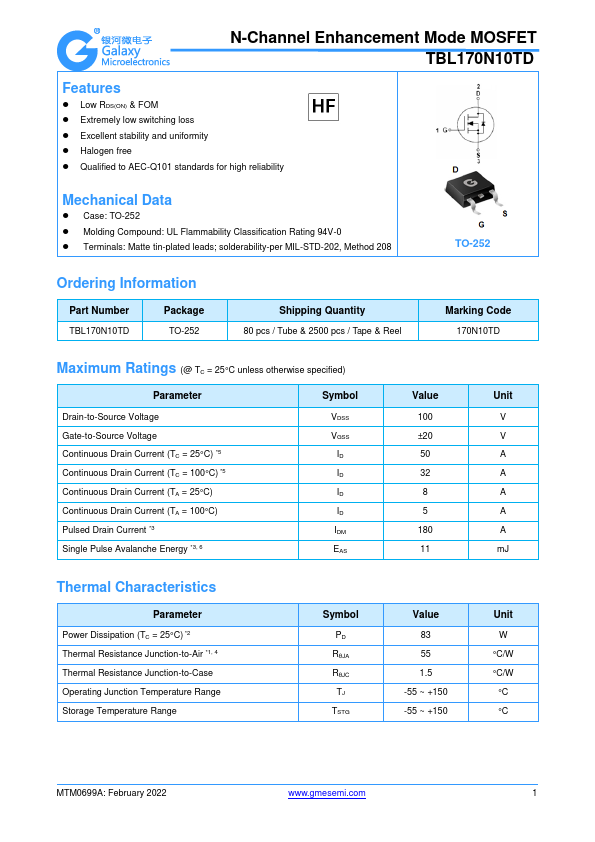 TBL170N10TD Datasheet Preview