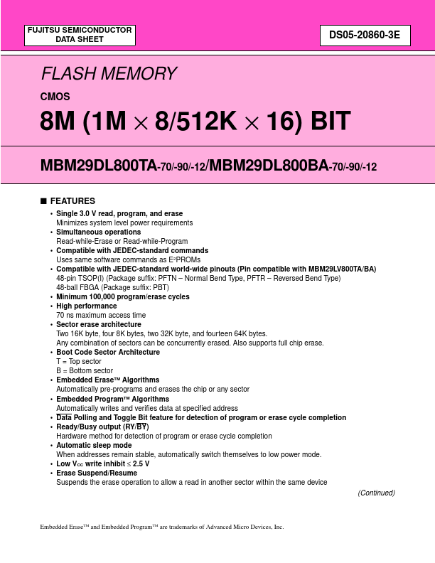 MBM29DL800BA-70
