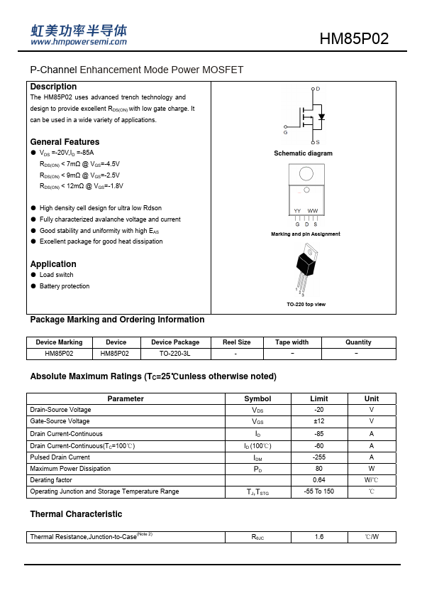 HM85P02 Datasheet Preview