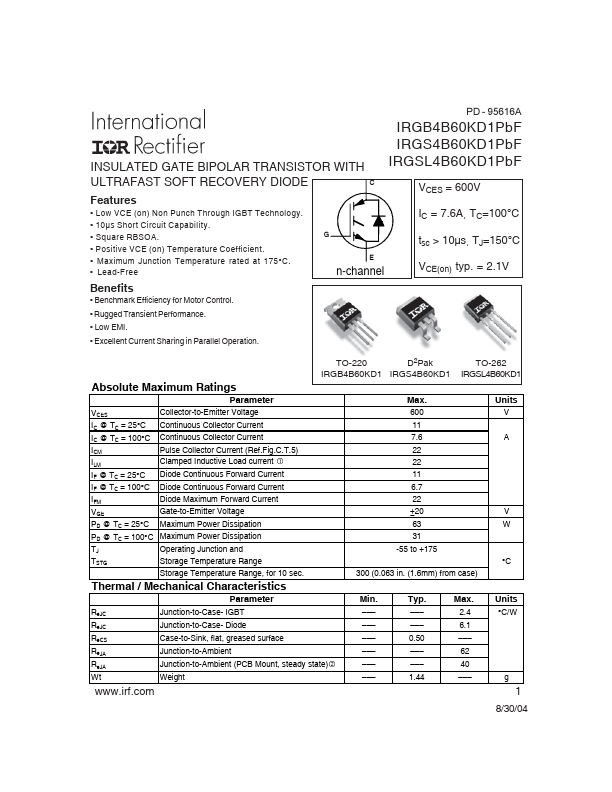 IRGSL4B60KD1PbF