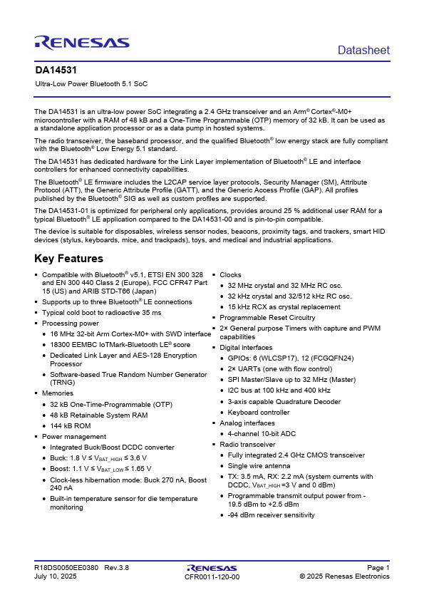 DA14531 Datasheet Preview