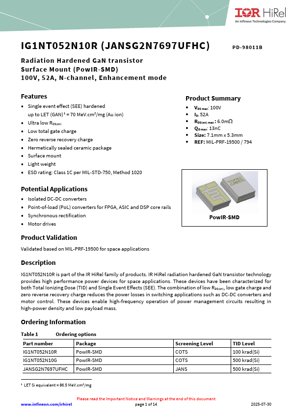JANSG2N7697UFHC Datasheet Preview
