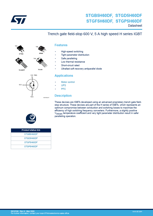 STGD5H60DF Datasheet Preview