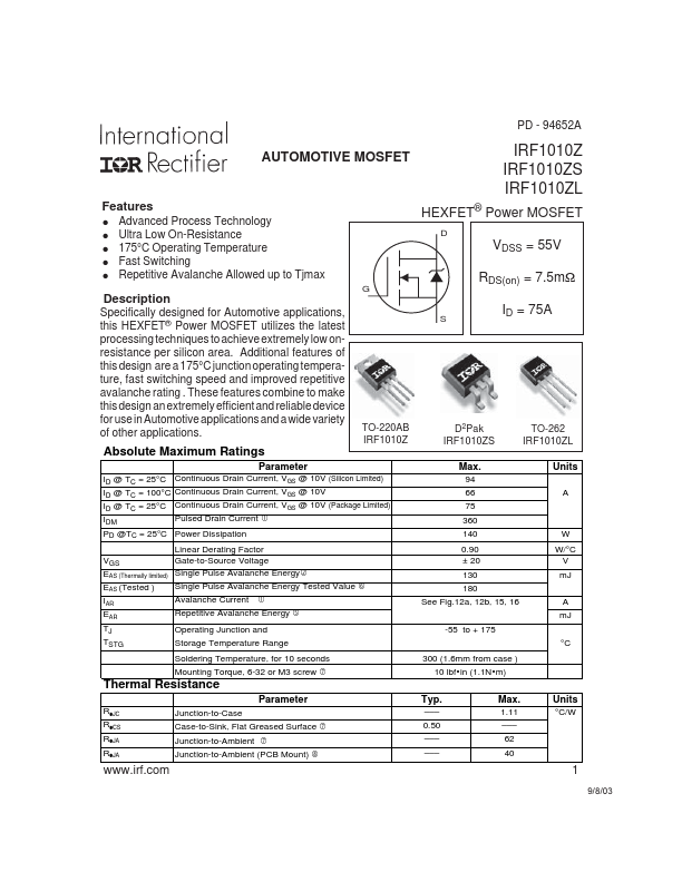 IRF1010ZL