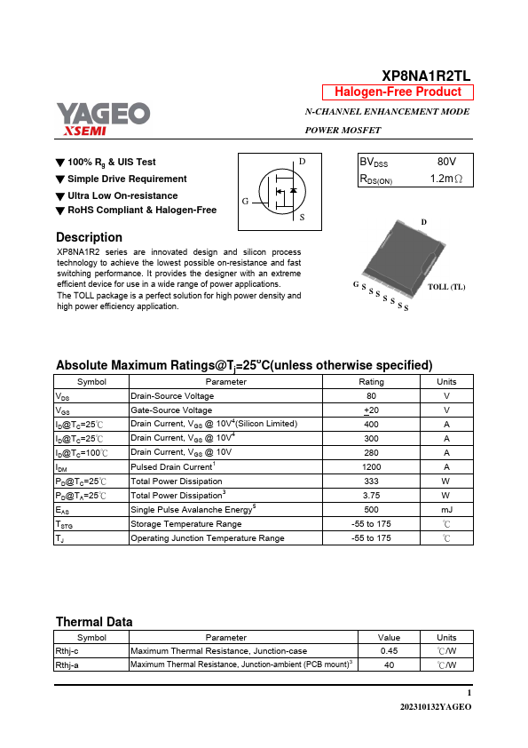 XP8NA1R2TL Datasheet Preview