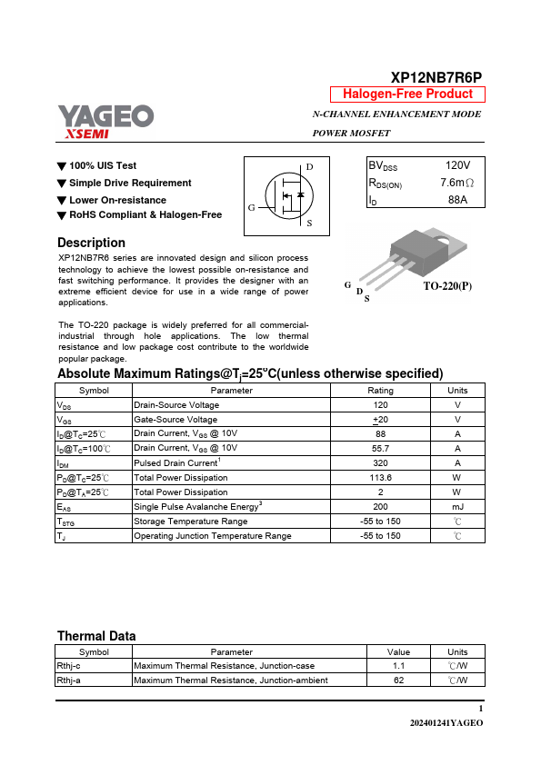 XP12NB7R6P Datasheet Preview