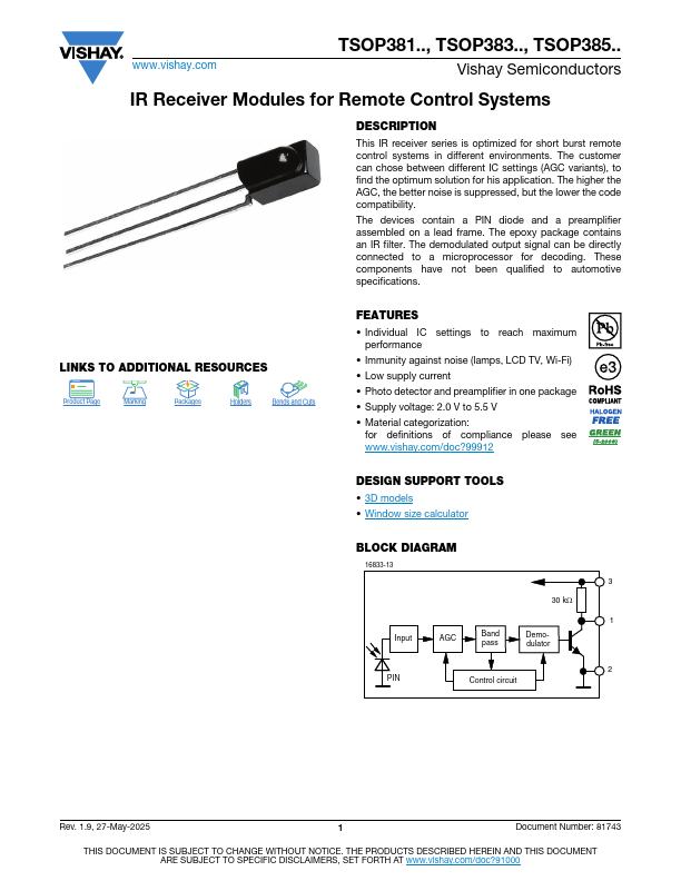 TSOP38136 Datasheet Preview