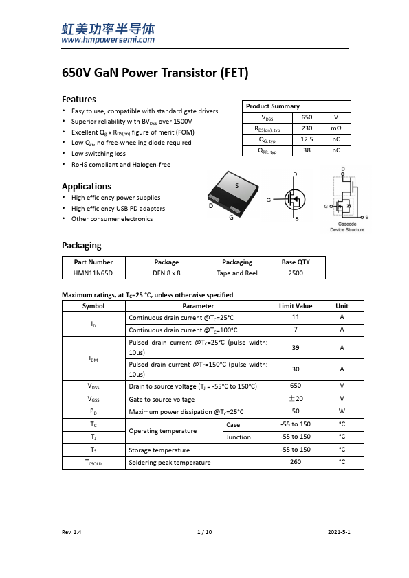 HMN11N65D Datasheet Preview