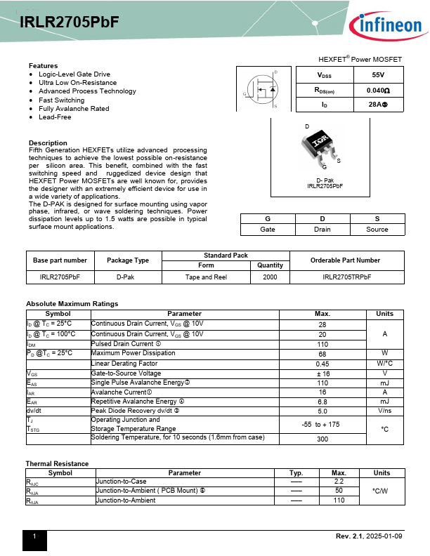 IRLR2705PbF Datasheet Preview