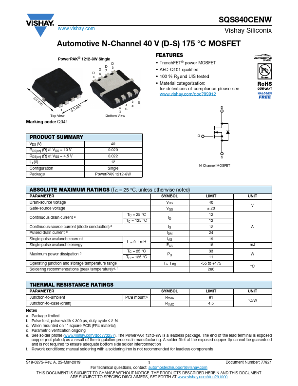 SQS840CENW Datasheet Preview