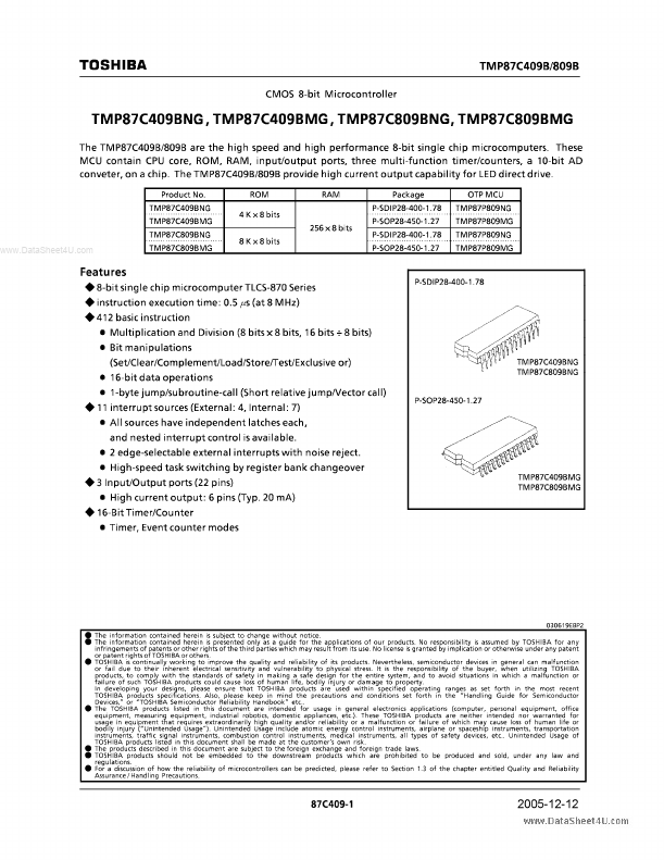 TMP87C409BNG