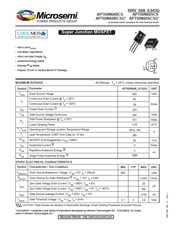 APT60N60SCSG