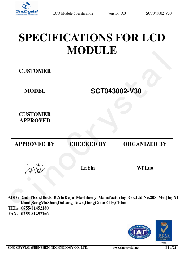 SCT043002-V30 Datasheet Preview
