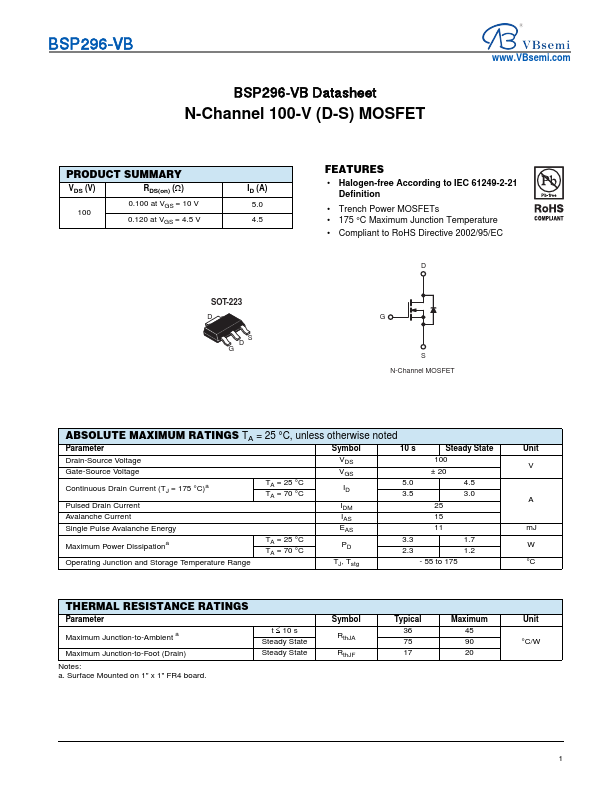 BSP296 Datasheet Preview