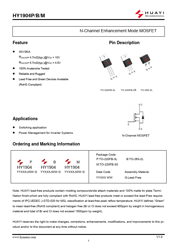 HY1904B Datasheet Preview