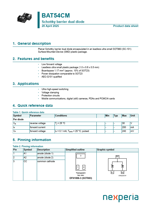 BAT54CM Datasheet Preview