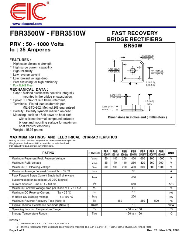 FBR3500W Datasheet Preview