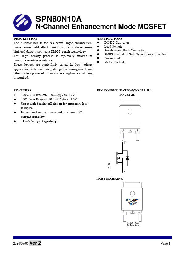 SPN80N10A Datasheet Preview
