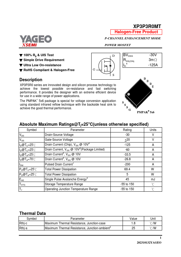 XP3P3R0MT Datasheet Preview