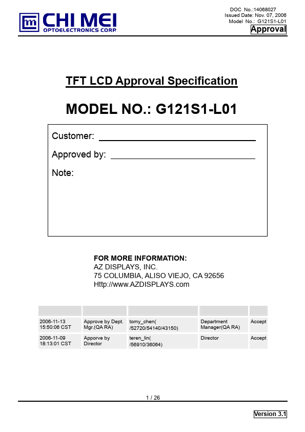 G121S1-L01 Datasheet Preview