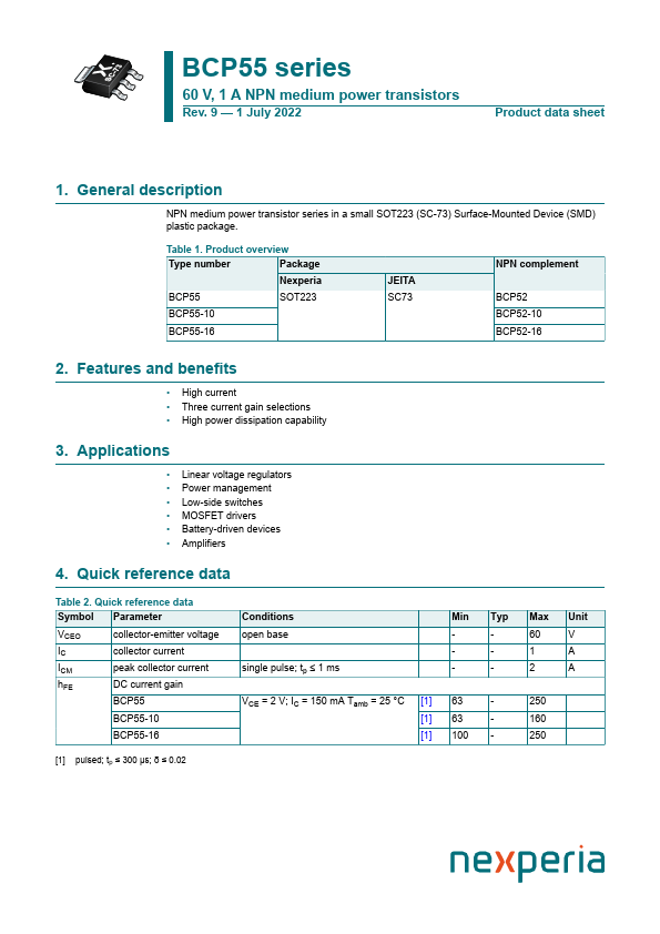 BCP55-10 Datasheet Preview