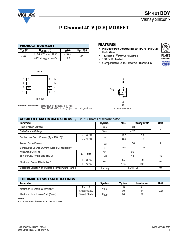 Si4401BDY Datasheet Preview