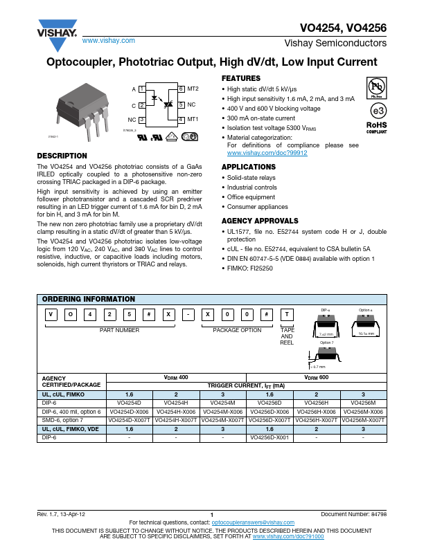 VO4254 Datasheet Preview