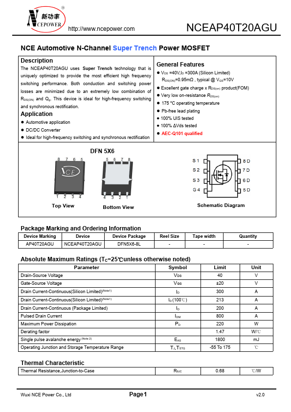 NCEAP40T20AGU Datasheet Preview