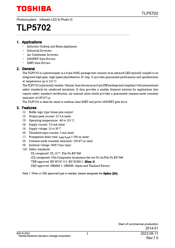 TLP5702 Datasheet Preview