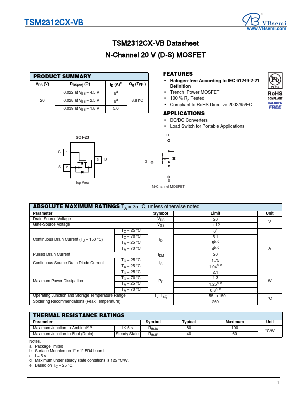 TSM2312CX Datasheet Preview