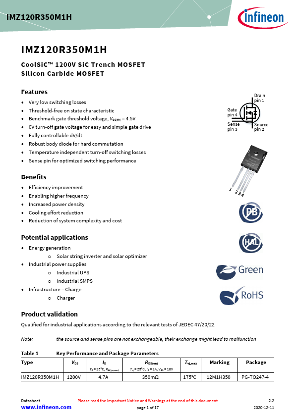 IMZ120R350M1H Datasheet Preview