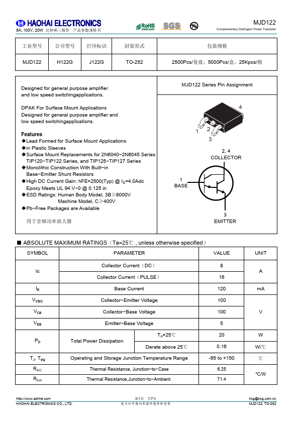 MJD122 Datasheet Preview