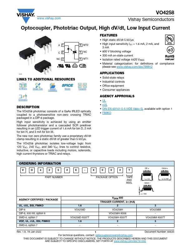 VO4258 Datasheet Preview