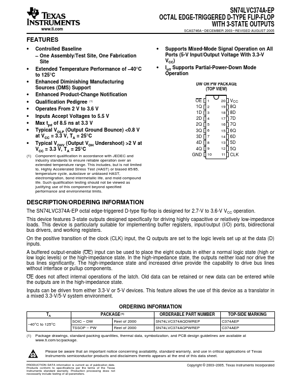 SN74LVC374A-EP