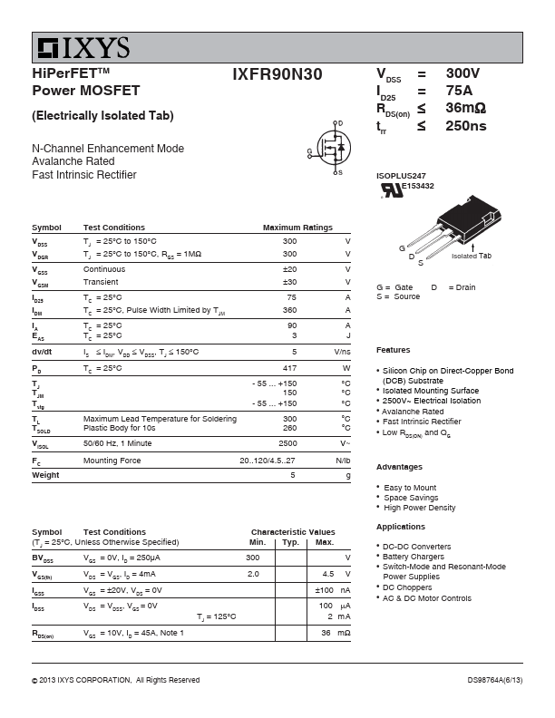 IXFR90N30 Datasheet Preview
