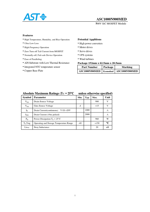 ASC1000N900MED Datasheet Preview