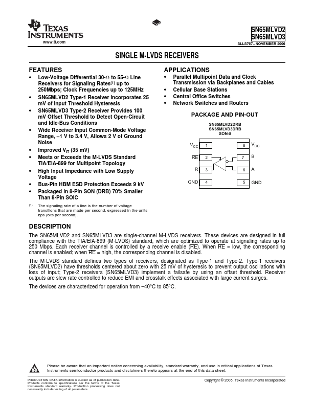 SN65MLVD3 Datasheet Preview