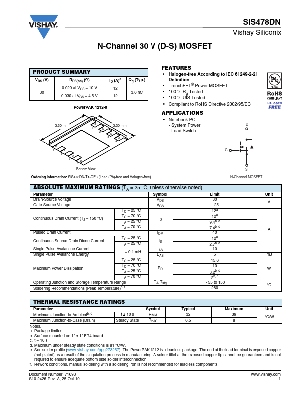 SIS478DN Datasheet Preview