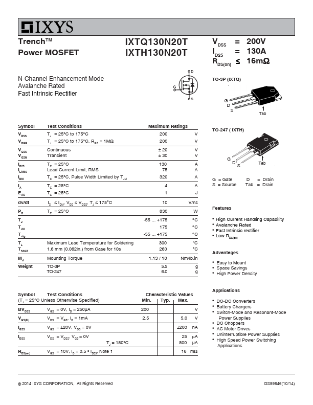 IXTH130N20T